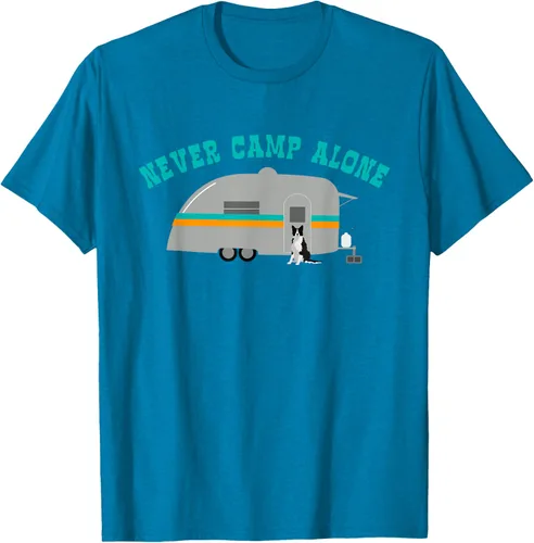 Vista 4 de Border Collie Gifts - Camiseta divertida de viaje para caravana, Azul / Patchwork, S