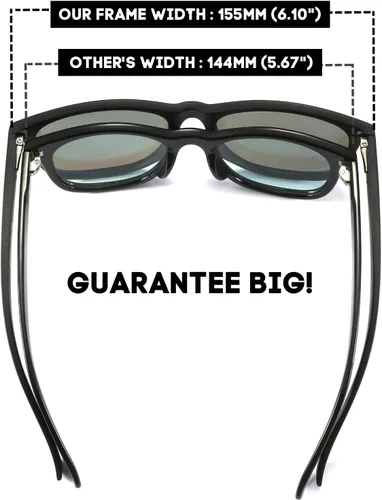 Vista 3 de Gafas de sol polarizadas extra grandes de tamaño XXL de 6.102 in para hombres grandes y anchos TR90 ultraligeros protección UV400