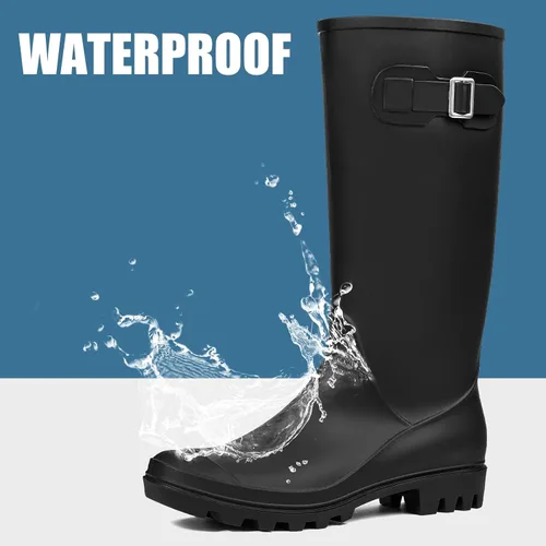 Vista 3 de DKSUKO Women's Tall Rain Boots Garden Boots Waterproof Wellington Rubber Boots