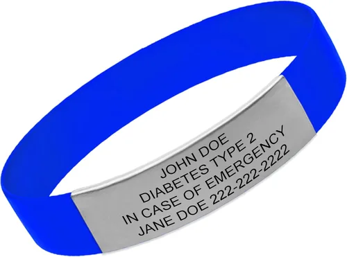 Vista 19 de Medical ID Bracelet Custom Engraved – Emergency Medical Alert Bracelet for Men & Women – Personalized Medical ID Bracelet Waterproof Silicone & Negro
