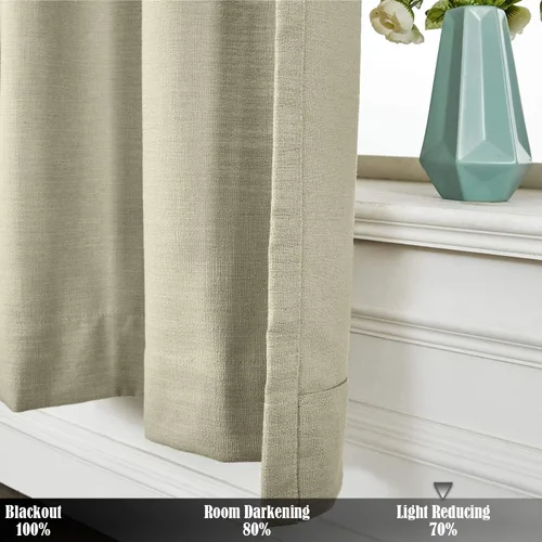 Vista 5 de TWOPAGES Cortina de lino beige sólido de algodón con pestaña trasera, elegante cortina natural para cocina (1 panel, 50 x 63 pulgadas)
