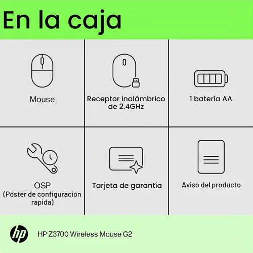 Vista 4 de HP Ratón inalámbrico Z3700 G2, blanco, elegante diseño portátil que se adapta cómodamente en cualquier lugar, receptor inalámbrico de 2.4 GHz blanco