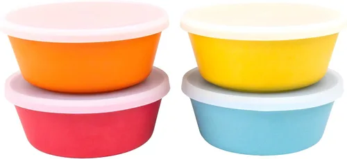 Vista 10 de WeeSprout Cuencos de bambú para niños con tapas, juego de cuatro cuencos de tamaño para niños 10 oz, para cereales, sobras y bocadillos, aptos