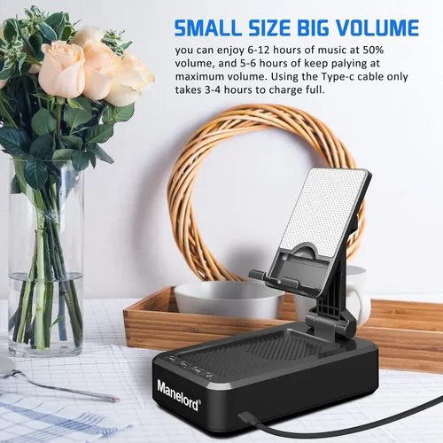 Vista 6 de Soporte para teléfono celular con altavoz Bluetooth inalámbrico compatible con iPhone/Samsung/iPad, soporte de teléfono de diseño antideslizante