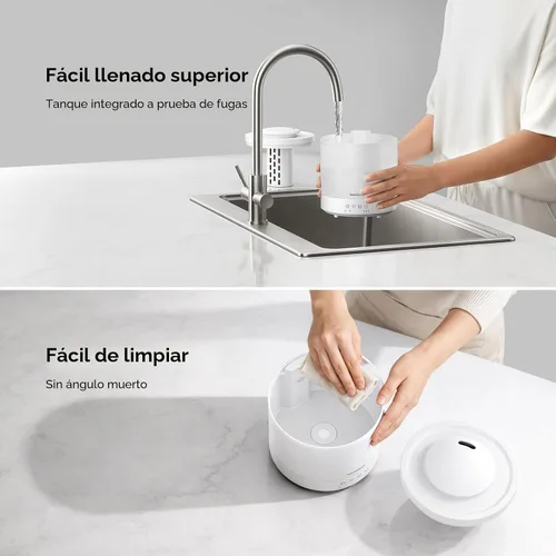 Vista 6 de Homvana Humidificadores pequeños para recámara - 2 paquetes de 1.5L Humidificador de niebla fría con relleno superior para guardería de bebé