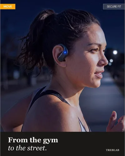 Vista 2 de TREBLAB X3-Pro Earbuds Wireless Bluetooth, Earhook IPX5 11H Powerbank Negro (black Logo)
