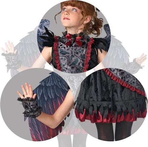 Vista 3 de JUST FOR PARTY Girl Fallen Angel Costume with Wings Cape for Halloween, Cosplay