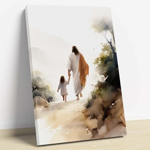 Vista 38 de Arte de pared de acuarela de Jesús, pintura en lienzo cristiano, imágenes de las Escrituras, decoración de pared, póster con versículos bíblicos