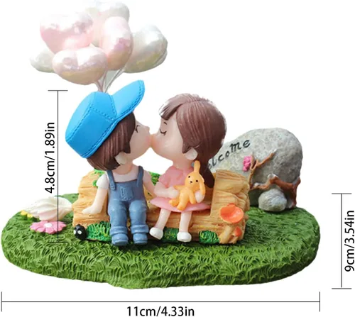 Vista 5 de Decoración de automóvil con dibujos animados para parejas, lindos adornos para coche, bonita decoración de coche para pareja, decoración de tablero
