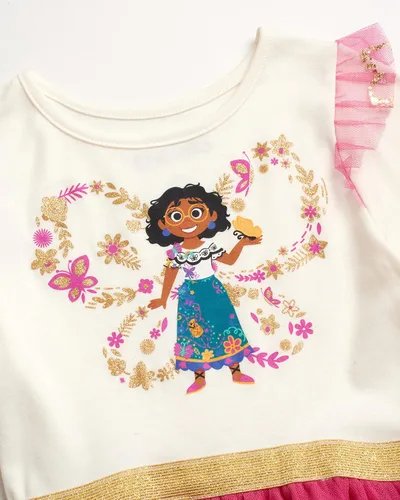 Vista 4 de Disney Vestido Encanto para niñas Vestido Mirabel Encanto para niñas Vestido tutú de princesa para niños pequeños (tamaños 2T-6X)