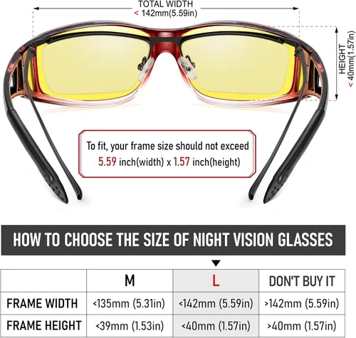 Vista 4 de Night Vision Driving Glasses for Men & Women - Polarized Anti Glare Fit Overs with Wrap-Around HD Yellow Lens