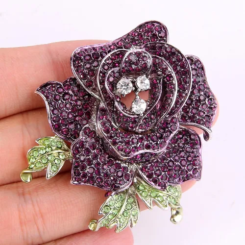 Vista 2 de EVER FAITH Broche de flores de cristal austriaco para mujer