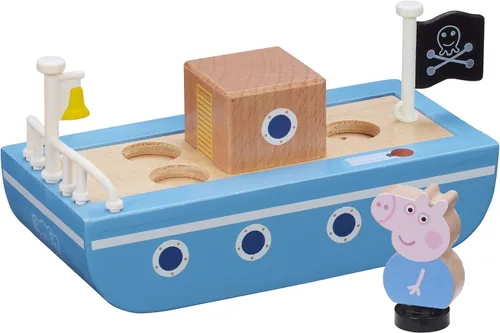 Vista 6 de Peppa Pig Grandpa Pigs - Barco de madera, juguete de madera sostenible certificado FSC, juguete preescolar, juego imaginativo, regalo para niños