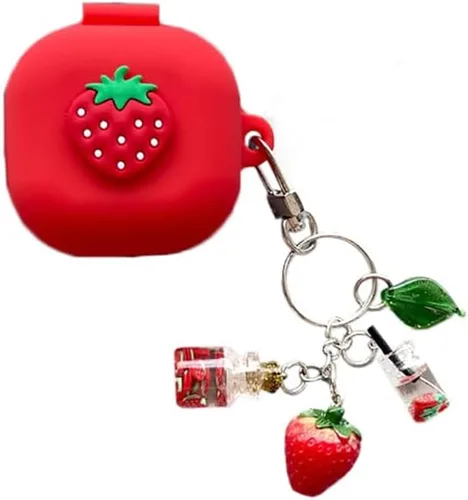 Vista 9 de Funda de silicona 3D con audífonos de frutas compatible con Samsung Galaxy Buds Live (2020), con bonitos accesorios para niños, adolescentes, niñas