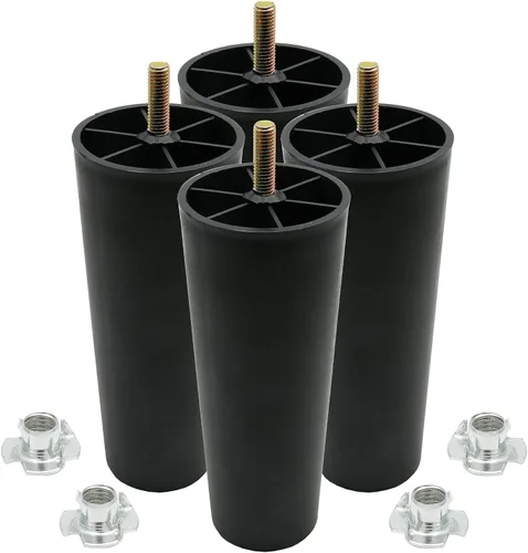 Vista 12 de Murtenze 4 patas de plástico para sofá de 2 pulgadas, patas de repuesto negras para sofá, patas redondas para muebles con pernos M8 para sofá