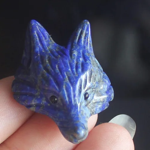 Vista 5 de 1.4 '' tallada a mano piedra preciosa natural lapislázuli Fox cabeza para collar colgante de cuentas