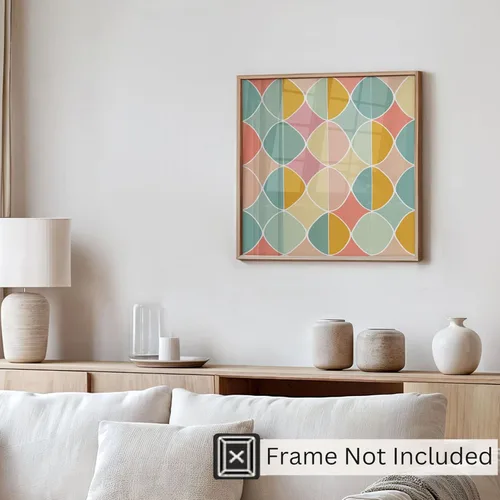 Vista 4 de Ethan Taylor Abstract Wall Art Prints Unframed Square Posters 'Retro 70s Hippie Pattern II' Retro Home Décor for Living Room, Bedroom, Office, 10 in