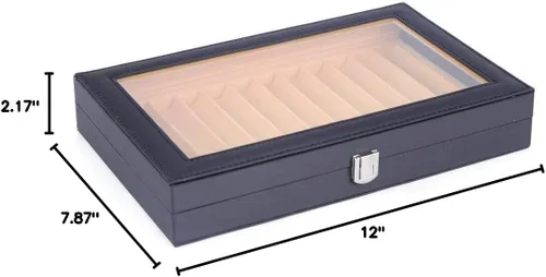 Vista 7 de Ethedeal - Caja expositora de 12 ranuras para bolígrafos, caja de almacenamiento para bolígrafos estilográficas, caja organizadora de coleccionistas