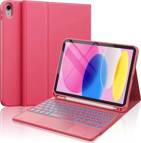 Vista 10 de CHESONA Funda compatible con iPad de 11ª (A16)/10ª generación con teclado Azul