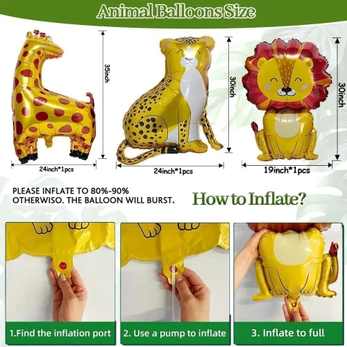 Vista 5 de Kit de guirnalda de arco de globos de safari de selva, verde salvia, marrón, amarillo, estampado animal, hojas de palma, para Wild One, safari, baby