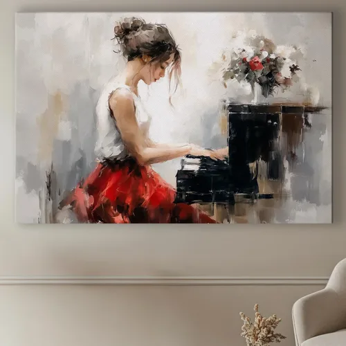 Vista 16 de LuxeWood Arte de Pared Musical en Lienzo - Impresiones Temáticas Musicales Medianas y Grandes para Sala de Estar, Oficina, Estudio, Airbnb