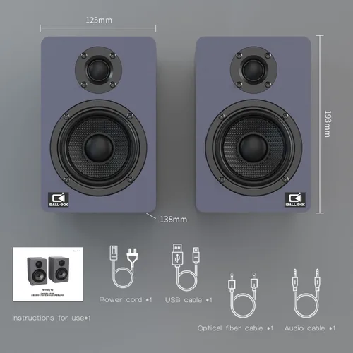 Vista 7 de Altavoces de computadora de 60 W para PC de escritorio, DSP, Bluetooth 5.3, óptica de 24 bits, USB-C, AUX, tweeter de cúpula de seda, controlador