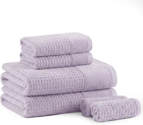 Vista 21 de Madison Park Spa Waffle - Juego de toallas de lujo 100 % algodón, tejido de gofre de textura premium, altamente absorbente, secado rápido, ropa
