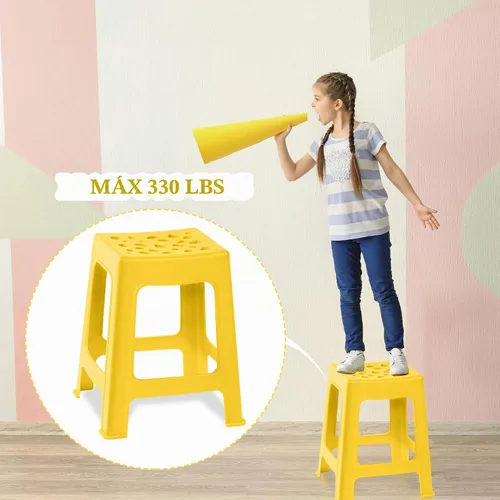 Vista 6 de TURSTIN Paquete de 6 taburetes apilables para aula, de plástico, coloridos, redondos, interiores y exteriores, asientos flexibles, sillas