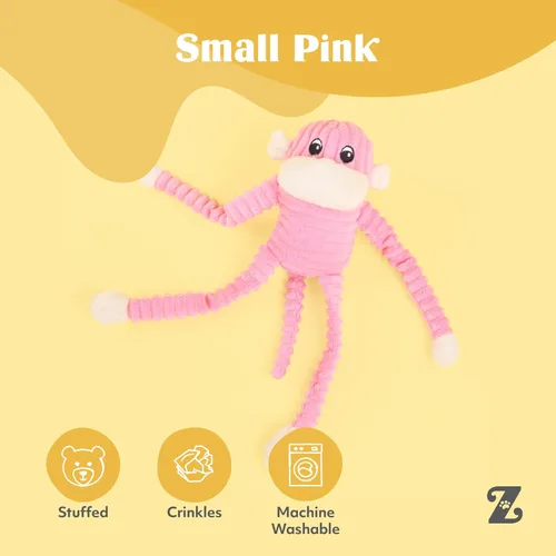 Vista 4 de ZippyPaws Spencer El mono arrugado, S, Rosado