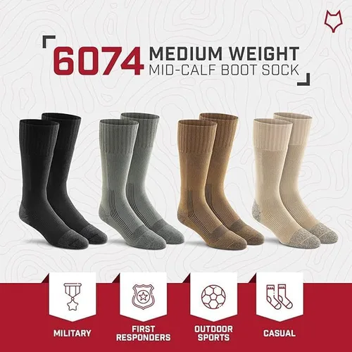 Vista 5 de Fox River - Calcetines tácticos militares para botas, peso medio, media pantorrilla, secado rápido, fibras de secado rápido, absorción de impactos
