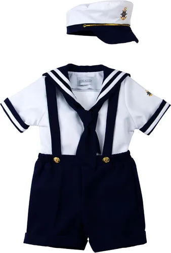 Vista 8 de Conjunto de traje de marinero náutico con sombrero, para niños pequeños