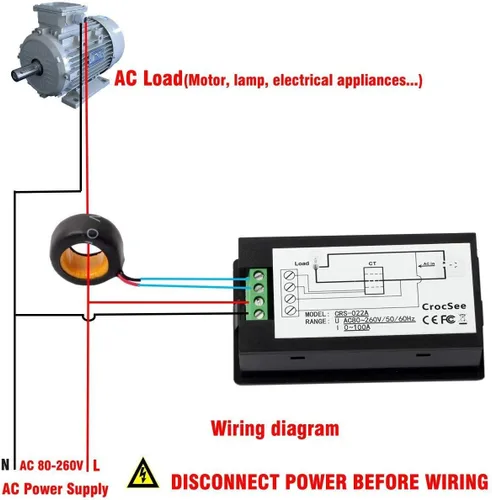 Vista 3 de AC 80-260 V 100 A CRS-022A Pantalla LCD Digital Corriente Voltaje Potencia Frecuencia Energía Factor de Potencia Multímetro Amperímetro Voltímetro