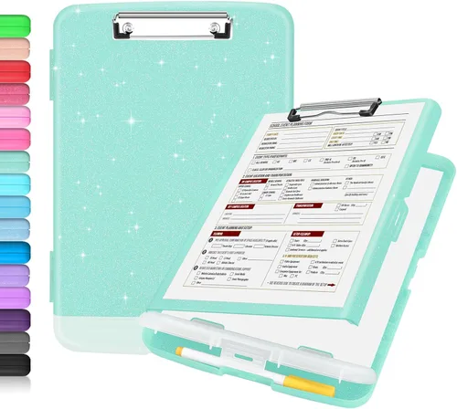 Vista 24 de Sooez - Sujetapapeles de documentos clínicos con almacenamiento, sujetapapeles de plástico resistente, de alta capacidad, con soporte para bolígrafo