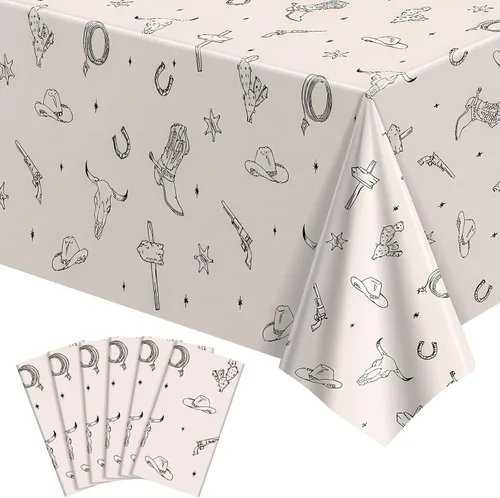 Vista 10 de Paquete de 6 manteles de plástico para cumpleaños, mantel desechable