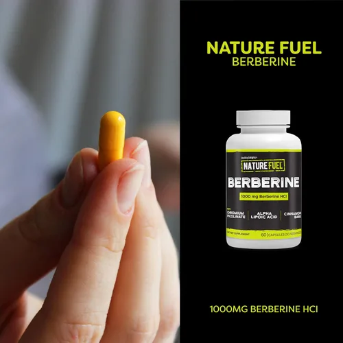 Vista 3 de Healthy Delights Nature Fuel - Cápsulas de berberina, suplemento de berberina, con berberina HCl, picolinato de cromo, ácido alfa lipoico y corteza