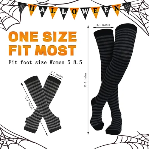 Vista 5 de Ibeauti Disfraz de bruja de Halloween para mujeres y niñas, disfraz gótico de bruja, falda tutú, falda de tutú, calcetines altos hasta la rodilla
