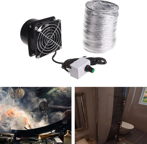 Vista 4 de hejhncii Ventilador de ventilación de aire de velocidad ajustable USB, elevador en línea, escape de ventana, inodoro y cocina, extractor