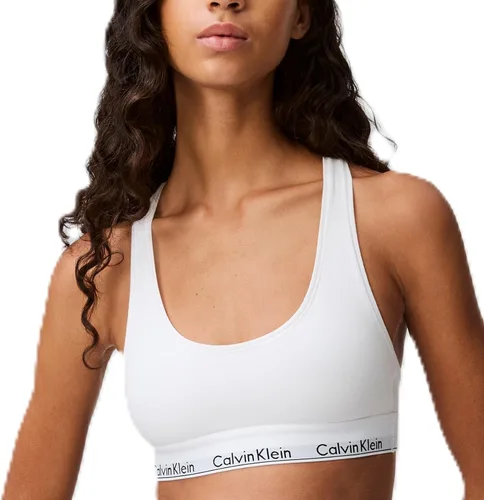 Vista 43 de Calvin Klein Bralette moderno de algodón elástico V-Day sin forro Gris Caliente