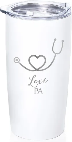 Vista 20 de Lifetime Creations Vaso de dentista personalizado grabado con tapa de 20 onzas (negro) – Regalo personalizado para dentista, taza de viaje de café