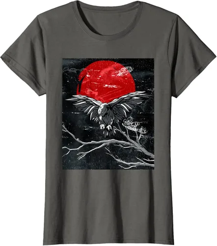 Vista 56 de Red Moon Raven - Camiseta japonesa de cuervo negro, Negro, S