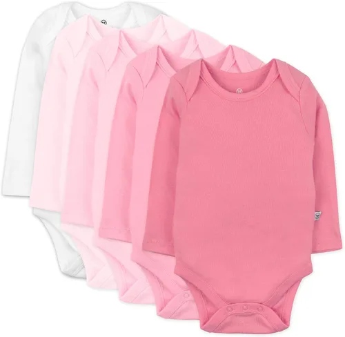 Vista 3 de HonestBaby Baby-girls - Paquete de 5 mamelucos de manga larga de una pieza 100% algodón orgánico para bebés y niñas Negro