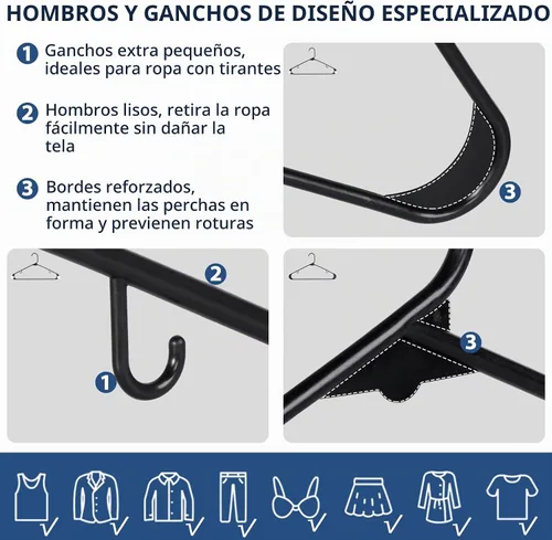 Vista 4 de ZENY - Perchas de plástico con ganchos (100 unidades)