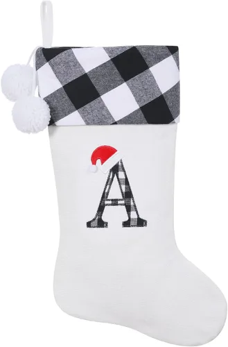 Vista 53 de Calcetines de Navidad bordados con monograma inicial de 20 pulgadas, decoración de Navidad, calcetines personalizados, decoración de temporada