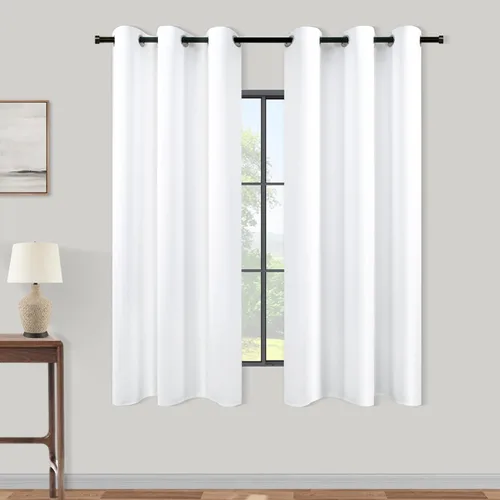 Vista 16 de KOUFALL Cortinas de Baño Aqua para Ventana, Juego de 2 Paneles Decoración Costera Cortinas Cortas Opacas para Ventana Pequeña de Cocina Puerta