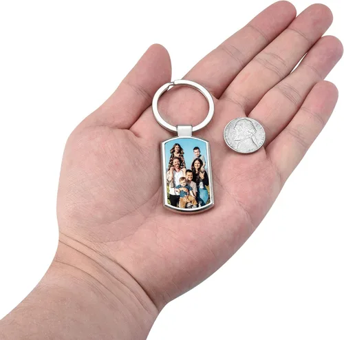 Vista 7 de AllerPierce Llavero personalizado personalizado con impresión de foto, llavero con imagen grabada, texto, regalos, Colgante rectangular