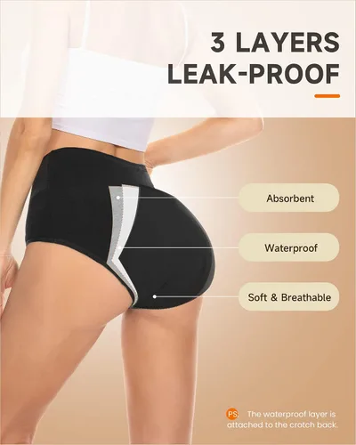 Vista 4 de PULIOU Ropa interior para mujer, paquete de 3, ropa interior elástica de algodón de cintura alta para mujer hipster posparto