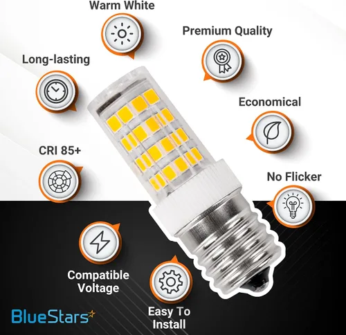 Vista 3 de BlueStars Bombillas LED E17 de 5 W 8206232A Bombillas de Microondas 3000K Blanco Cálido