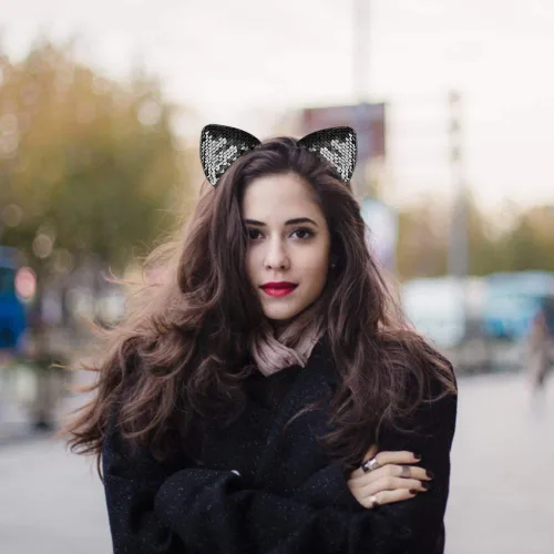 Vista 2 de WXJ13 10 diademas reversibles con orejas de gato, accesorios para el cabello para niñas y mujeres
