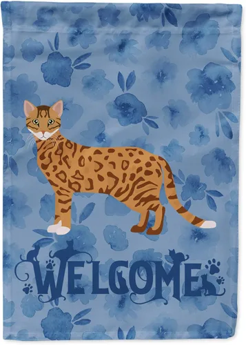 Vista 74 de Caroline's Treasures CK4813CHF - Bandera de bienvenida con gato abisinio azul, manga grande, para porche, para colgar en la pared, poliéster
