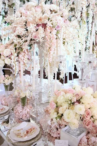 Vista 4 de LuLuHouse - Cabezas de hortensias de seda con tallos artificiales a granel de flores para manualidades, centro de mesa de boda, decoración